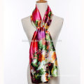 Fashion women floral print 100% silk satin scarf